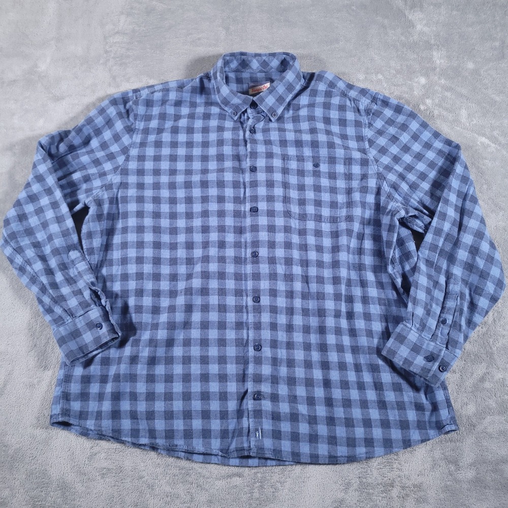 Johnnie-O Button Down Shirt Men XXL Laguna Blue Buffalo Check Flannel Hangin Out - Picture 2 of 8